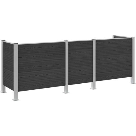 Garbage Bin Fence Grey 315 x 85 x 115 cm Aluminium and WPC vidaXL