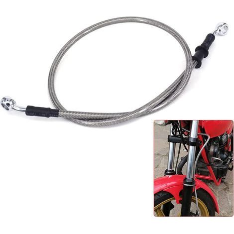 Durite Frein Moto 120cm,Durite Embrayage Hydraulique Durite Aviation pour Pit Bike Dirt Bike Enduro Motocross ATV Quad-Argent (1/5)
