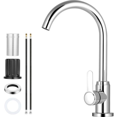 Kitchen Faucet, 360° Rotating, Single-Lever Sink Mixer Tap, Chrome Finish, Kitchen Faucet, Switchable Hot and Cold Water, Easy Installation and Cleaning, for Toilets, Laundry Rooms (1/5)