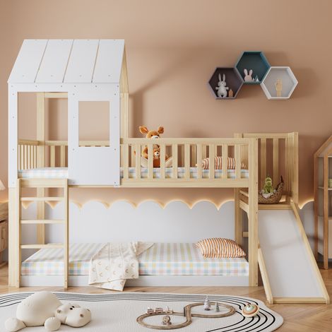 Lit chambre toboggan sécurisé 90x200 toit fenetre OKMYHOME (1/5)