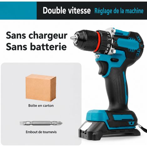 Perceuse visseuse sans fil, moteur sans balais outil seul sans batterie, rotation avant et arrière, 1 kg – Livraison gratuite