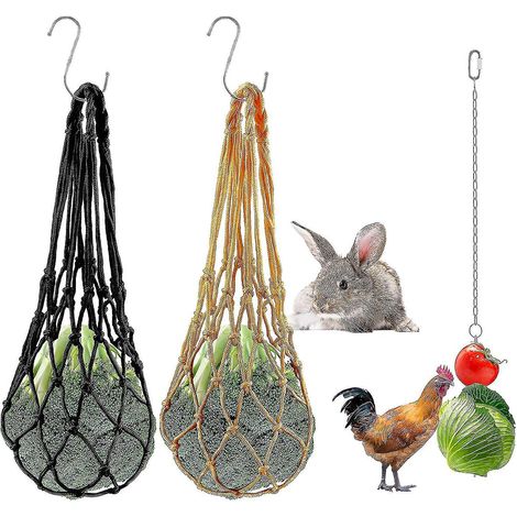 Lot de 3 sacs à provisions en filet pour fruits et légumes pour poules - Sac à provisions en filet pour fruits et légumes pour poules (1/5)