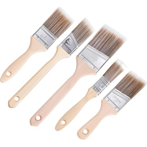 5pièces Pinceaux Plats à Poils pour Peinture Manche Bois de Pinceaux pour Dessin et Loisirs Créatifs (1/5)