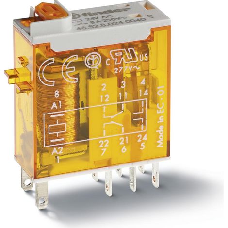 Relais miniature 2RT 8A 120V AC indicateur mécanique FINDER 465281200020