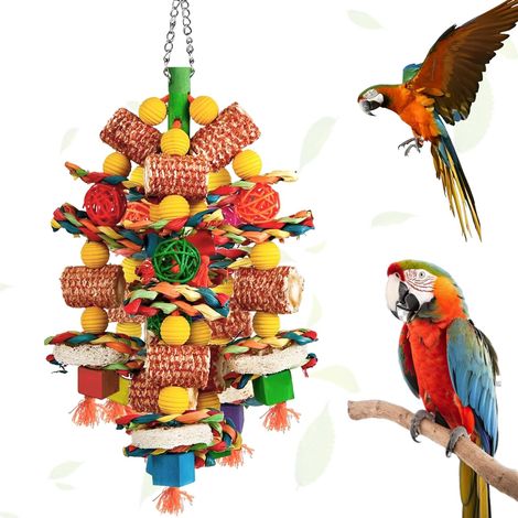 16,5Inch Jouet Perroquet Suspension Jouet à Mâcher pour Oiseaux Naturel pour Oiseaux en épi de Maïs pour Perroquets Gris Africains, Aras, Cacatoès, Perroquets Amazoniens