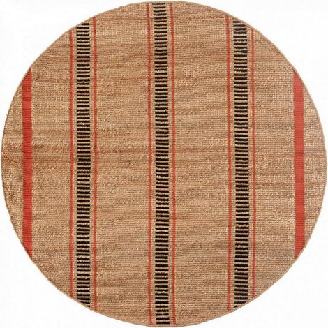 Tapis de Salon Rond Décoratif en Jute et Coton à Motifs Graphiques Marmelade Ø 160 cm - PANGIVO (1/3)