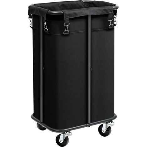 – 100 L rolling laundry basket – 6DD fabric – Dimensions 43x33x70 cm – 4 castors, 2 of which are lockable – Removable and washable bag (1/5)