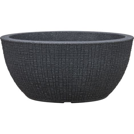 Scheurich Barceo Bowl 40, Pflanzschale/Blumentopf/Pflanzenschale, rund, aus Kunststoff Farbe: Stony Black, 39 cm Durchmesser, 18 cm hoch, 14,5 l Vol. (1/5)