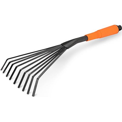 Mini râteau de jardin en acier 16" 9 avec poignée ergonomique confortable et résistante à la rouille - Outils de jardinage professionnels (1/5)