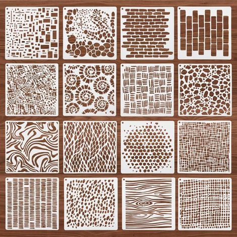 Set mit 16 geometrischen Schablonen für Bastelarbeiten – Wiederverwendbare Schablonen für Gesichtsbemalung und Strukturierung für kreative Hobbys (Stil B) (1/5)