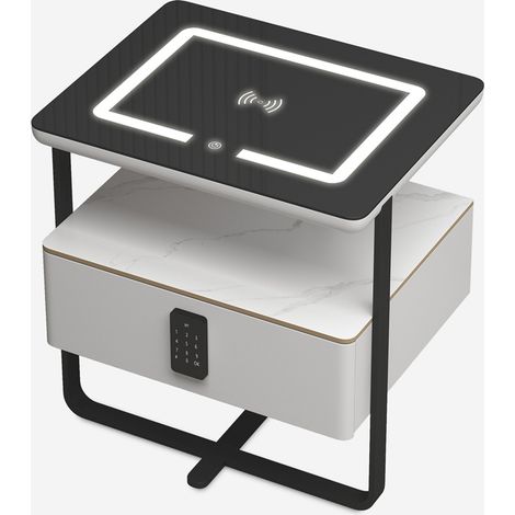 Comodino camera da letto con ricarica wireless luce LED e cassetto Klaas (1/5)