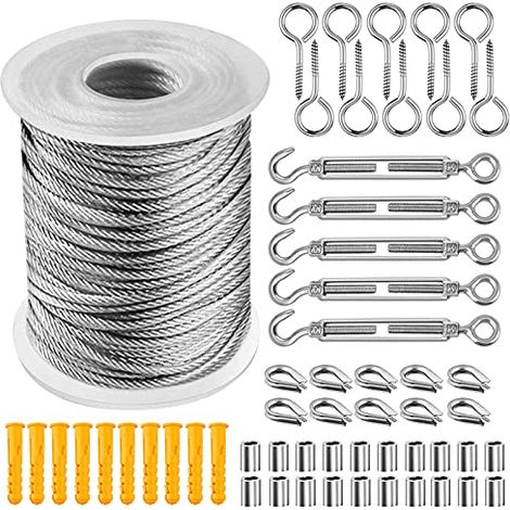 Cavo/fune in acciaio inox da 30 metri, linea di sospensione multifunzionale, utilizzabile per luci decorative, tralicci da giardino, abbigliamento, quadri, ecc. (1/5)