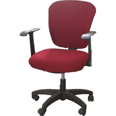 Housse de Protection pour Chaise de Bureau Housse de Chaise pivotante 2 pièces Jacquard Universel Tissu Amovible Lavable Anti-poussière (Wine) (1/5)