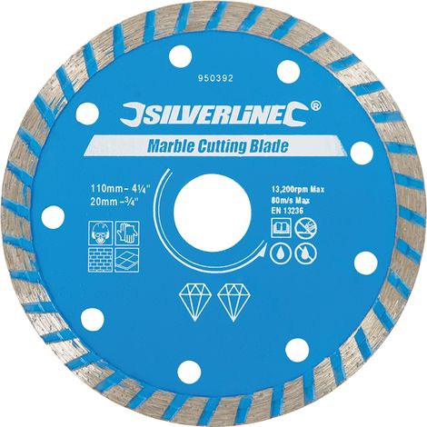 Disque diamant à tronçonner le marbre 110 x 20 mm à bordure continue crénelée (1/3)