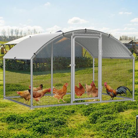 Jiubiaz Hühnerstall 3x2x2m Bogenaufsatz Hühnerhaus Kleintierstall Freilaufgehege Kleintiergehege Voliere Freigehege Hühnerkäfig Geflügelstall Verzinkter (1/5)