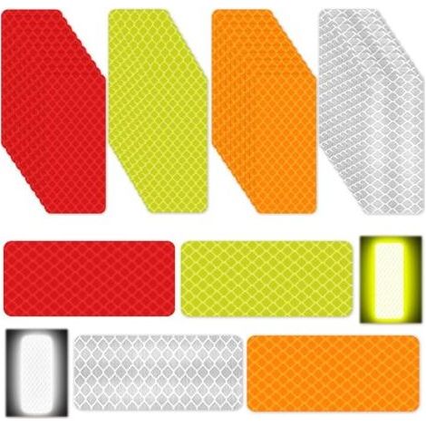 40PCS Bande Reflechissante Autocollante Catadioptre, Bande Reflecteurs Stickers Velo Ruban Adhesif, Sécurité à Marquer Réfléchissant Avertissement Bande pour Voiture/Vélo (1/5)