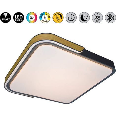Plafonnier LED 48W 50cm RGB télécommande noir Rabalux (1/5)
