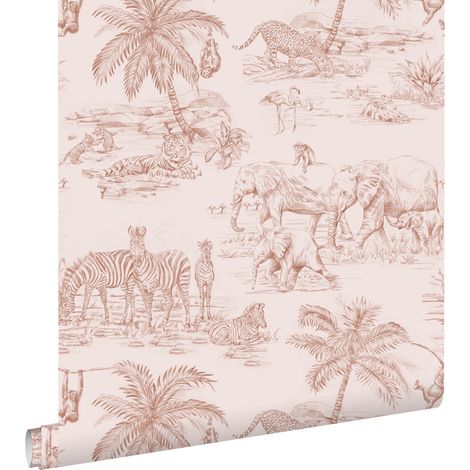 papier peint animaux de la jungle rose terracotta  - ESTAhome (1/5)