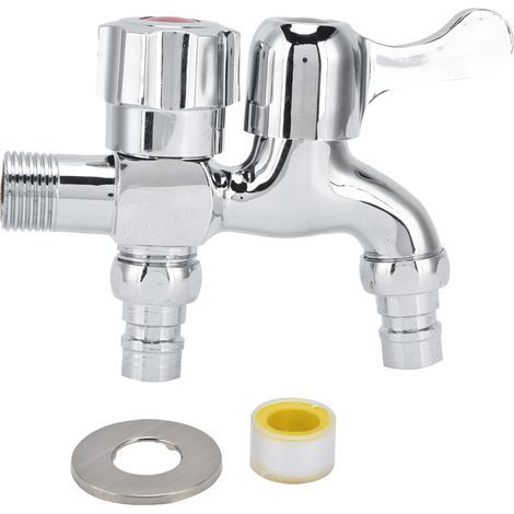 Robinet de machine à laver double, filetage mâle G1/2, pour arrosage de jardin et irrigation, robinet d'eau extérieur. (1/5)