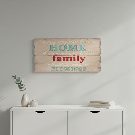 Cuadro de madera Cuadro de pared Cuadro de familia de 100x50 cm familiar Cartel de pared Decoración de pared Cartel de madera Vintage NUEVO