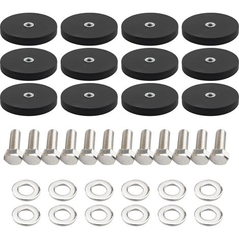 Lot de 12 aimants de montage robustes en néodyme anti-rayures avec goujon fileté mâle M4 et écrous pour barre d'éclairage, caméra, armoire automobile (1/5)