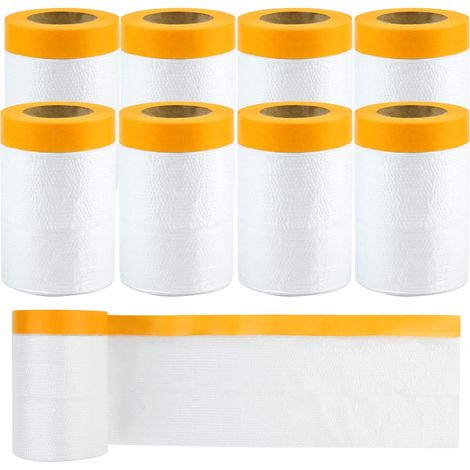8 rouleaux film masquage 55cm x 20m avec ruban, protection peinture (1/5)