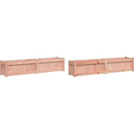 Jardinière bac lit surélevé plantes fleurs jardin terrasses lot de 2 bois massif douglas marron