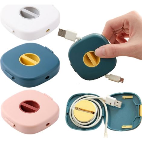 Ensemble de 3 range-câbles extensibles et rotatifs - Range-câbles portable pour câbles USB et câbles de casque - Range-câbles anti-nœuds, adapté à la maison, au bureau et aux voyages.