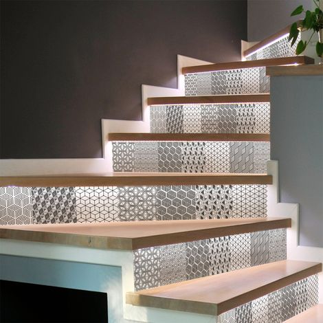 Stickers adhésifs escalier carrelages contremarche - ATTILA - 2 bandes de 15x105cm (1/3)