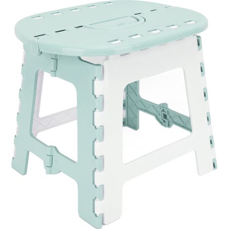 Tabouret pliant en plastique vert, idéal pour la maison, le camping, la pêche et les activités de plein air. (1/5)
