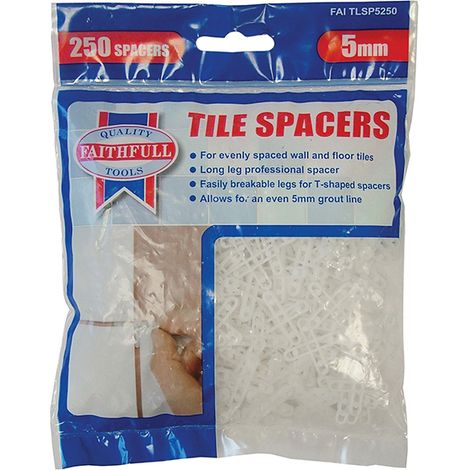 Faithfull 5-250 Tile Spacer Long Leg 5mm (Bag 250) FAITLSP5250 (1/2)