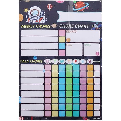 Magnetische Belohnungstabelle, Hausarbeitstabelle, Aufgabenprotokoll, Magnetische Verhaltenstabelle für Kinder-30x20x0.1cm-Black (1/3)