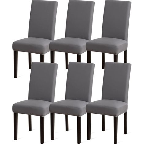 Housse de chaise de salle à manger lot de 6 en velours gris – Protection contre déchirures et taches – Ajustement parfait pour chaises hautes – Fuienko