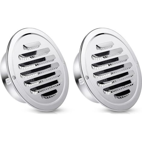 Grille d'aération ronde en acier inoxydable avec écran pour salle de bain, mur, plafond, extérieur, 200 mm, finition brillante plate. (1/5)