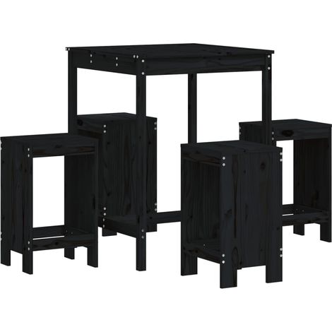 Maison Exclusive - Set Bar da Giardino 5 pz Nero in Legno Massello di Pino