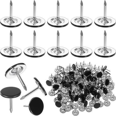 Punaises De Tapissier - Lot De 150 - Fer Chromé Noir - Tête Ronde Plate - Pour Meubles Et Tableaux En Liège - 11mm (1/5)