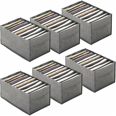 VURAHOME - Kartokner 6 Pièces Chemise Organisateur de Tiroir pour Vêtements Boîte de Rangement Portable en Non-tissé,Organisateur Placard à Compartiment Pliable pour Jean,Chandail(9 Grilles Poignée, 4 (1/5)