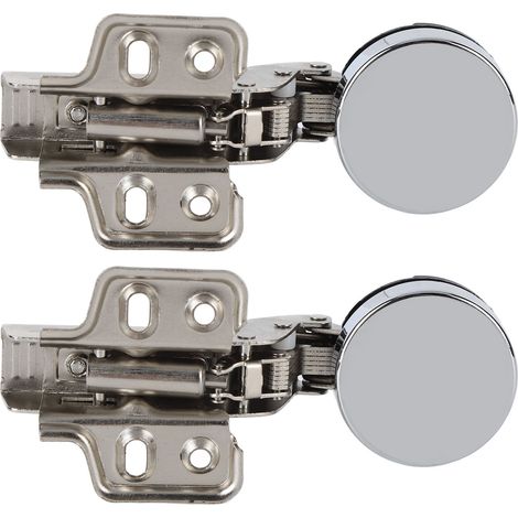 Ensemble de 2 charnières de porte vitrée d'armoire en acier inoxydable 201, amortisseur de porte vitrée 35 cupules, grand insert incurvé (1/5)