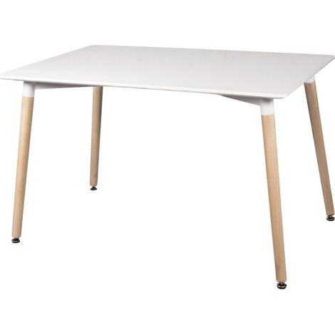 Mesa de comedor fija estilo nórdico 120x80 cm Suecia Blanco - Madera de haya 80cm (ancho) x 74,5cm (alto) (1/4)