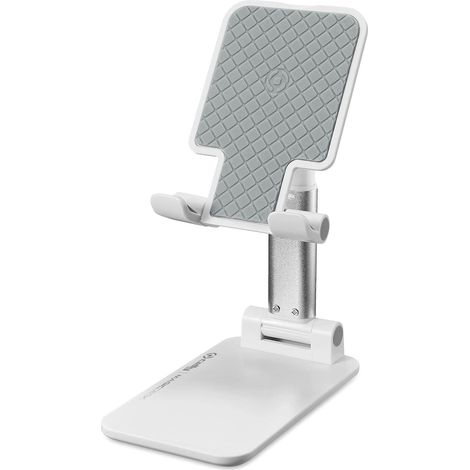 Support Mobile de Table, Support de Bureau Universel pour Smartphone et Tablette, Bras Extensible réglable et Pliable, Blanc. (1/5)