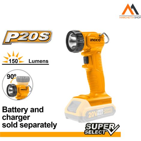 LAMPADA DA LAVORO A BATTERIA 20V 150LUM NUDA