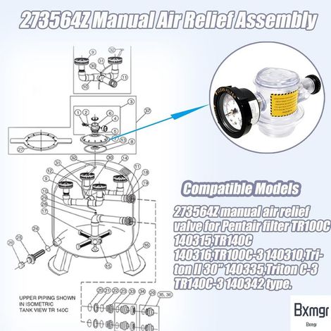 Soupape de dégagement d air manuelle pour piscine – Réf 273564Z – Compatible avec filtres Pentair pour spa et piscine hors sol – Évacuation d air facile (1/5)