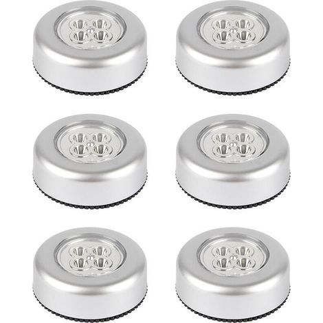 Juego de 6 luces táctiles inalámbricas a pilas que se fijan a muebles, encimeras o lavaderos. Sin cables, pilas no incluidas. (1/4)