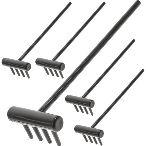 Lot de 6 Mini Râteaux Zen pour Table à Sable et Jardin, Accessoires Micro-râteaux en Plastique Noir 4 Pieds, Outils de Modelage Décoratifs pour Relaxation et Création Zen (1/5)