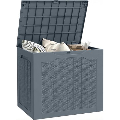 Aufbewahrungsbox für den Außenbereich, 97 l, wasserdicht, 22 x 41 x 50 cm, hellgrau (1/5)