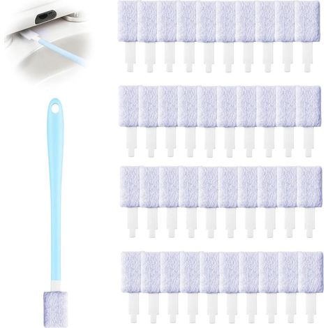 Mini Brosse Nettoyage Salle de Bain Jetables avec 40 Têtes de Rechange Brosses de Toilette Jetable (1/5)