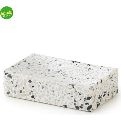 Porta sapone da appoggio in graniglia di marmo modello zoe dim. cm (lxpxh): 11,5x7x3 - bianco/nero Gedy