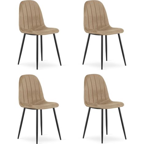 Set di 4 sedie Padva in velluto marrone con gambe nere (1/5)