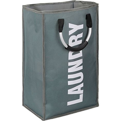 Sacco portabiancheria pieghevole e rimovibile - Grigio scuro, 33 x 23 x 53 cm, con maniglia, cesto portabiancheria impermeabile 600D, da 20 a 35 litri, sacco portabiancheria per interni, hotel, dormit