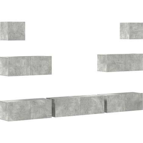 Maison Exclusive - Set di Mobili Porta TV 7 pz Grigio Cemento in Legno Multistrato (1/5)